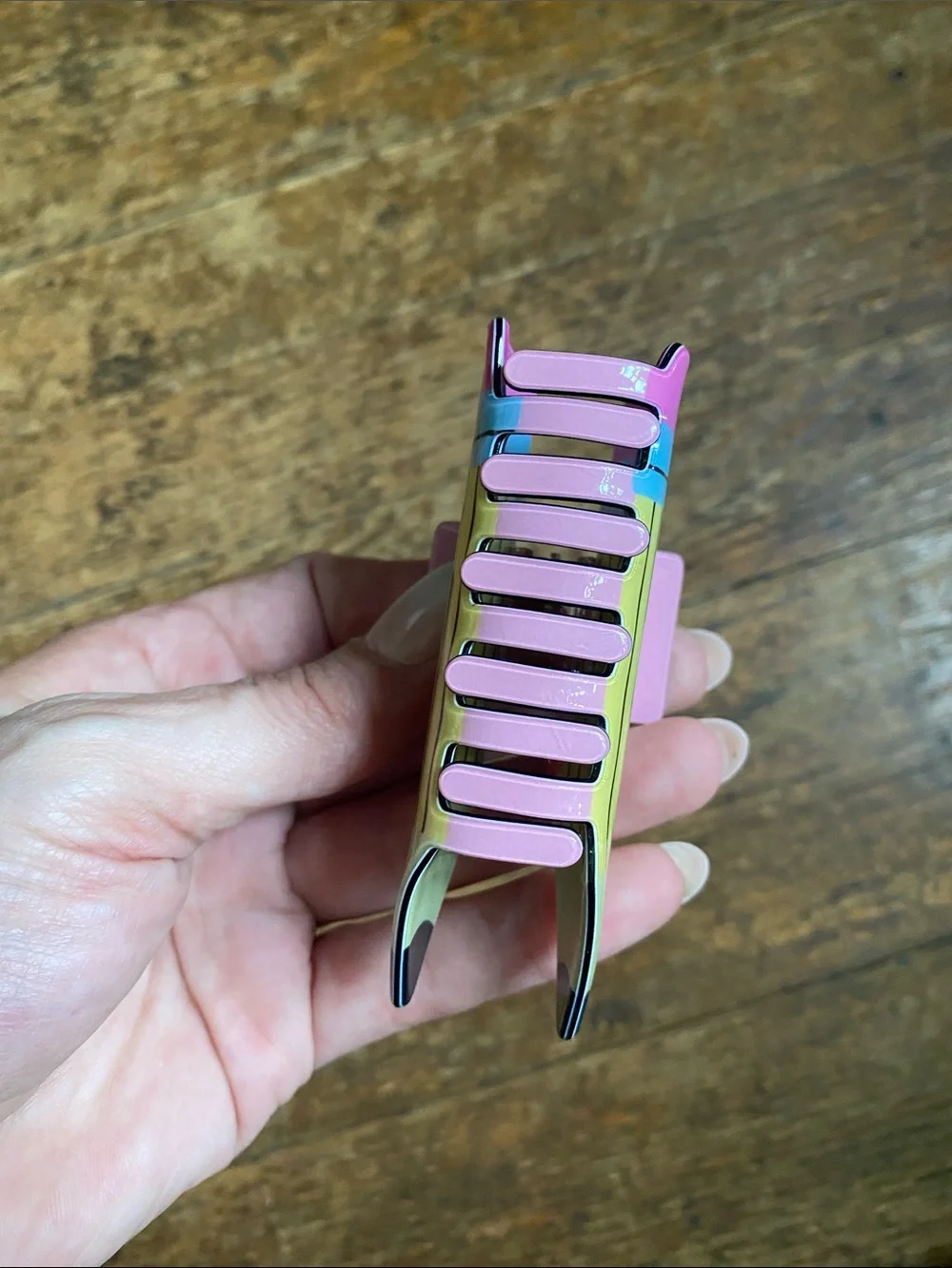 Pencil-Shaped Hair Clip - Yellow, Pink & Blue